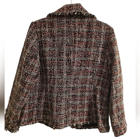 Chicos sz 2 black pink tweed jacket sz large blazer - Picture 6 of 7